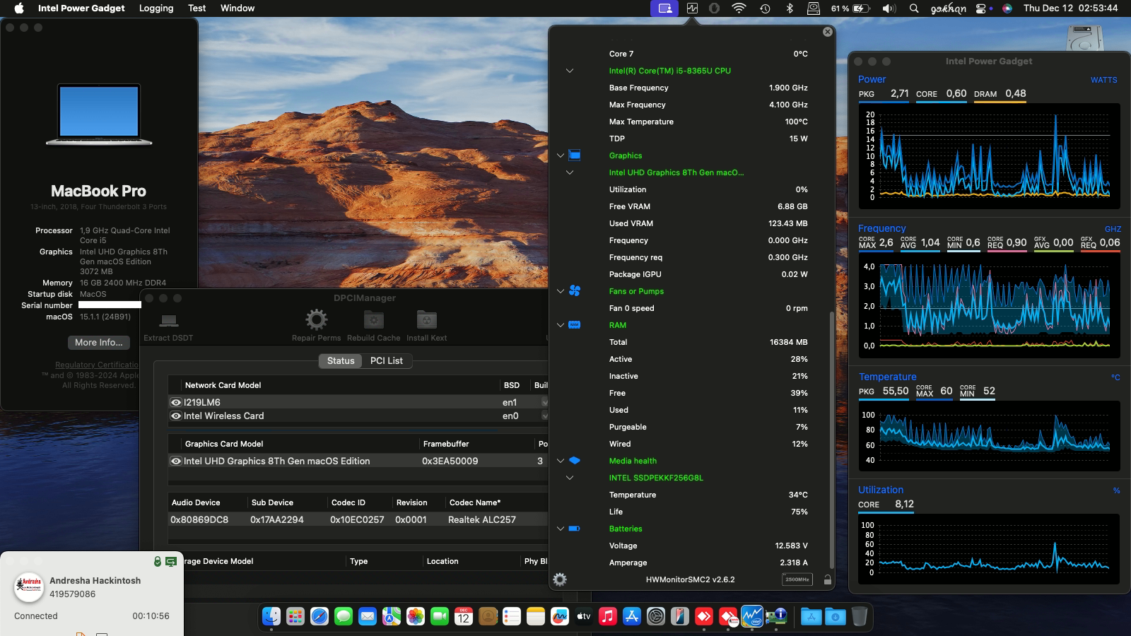 Success Hackintosh macOS Sequoia 15.1.1 Build 24B91 in Lenovo Thinkpad X390 Yoga